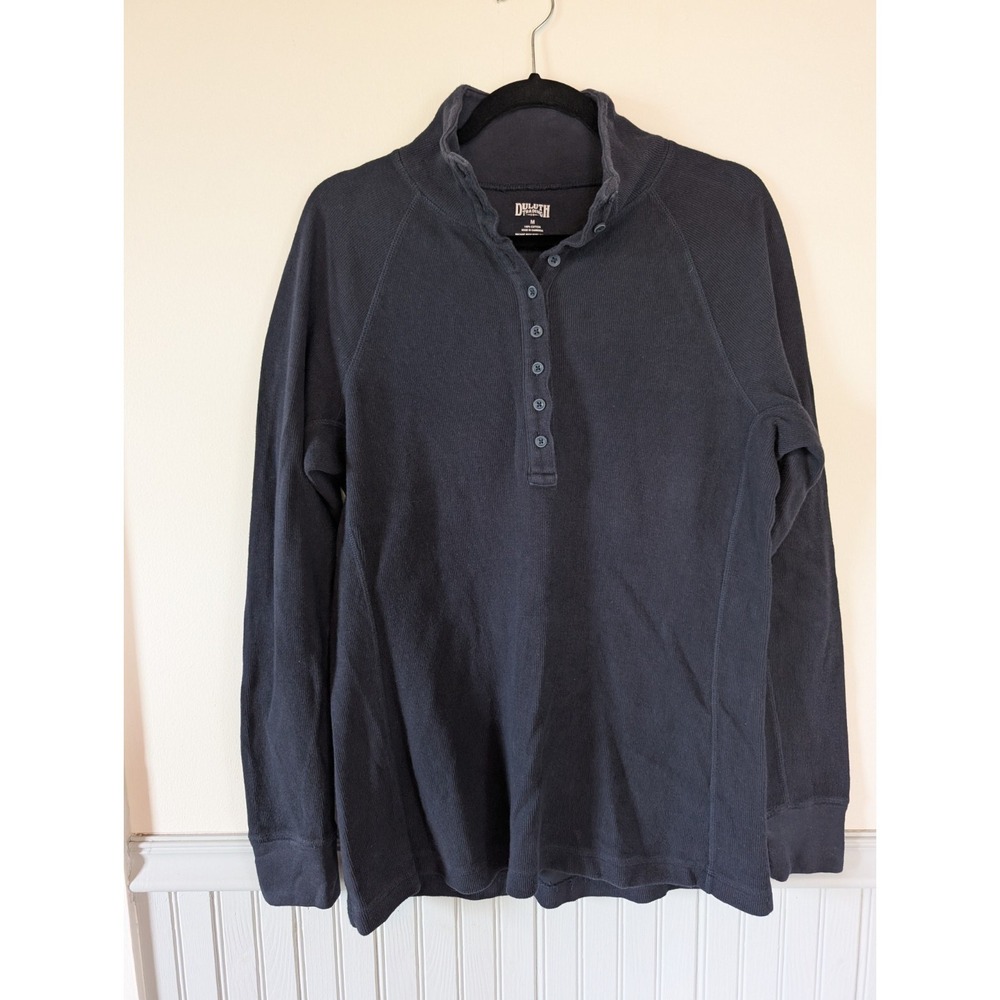 Duluth Trading Cotton Henley Pullover Women Medium Navy Outdoor Granola Hiking